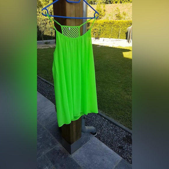 New Neon Green Summer Dress Sz S - Picture 3 of 6